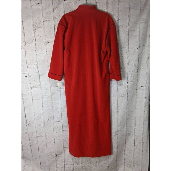 Vintage Vanity Fair 1970s Women's Red Velour Long Front Full Zip Maxi Robe Sz S - Picture 3 of 8